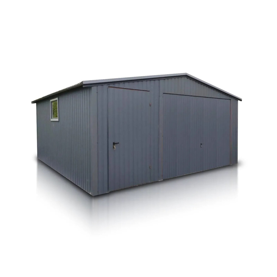 Liderstal Einzelgarage Premium aus Trapezprofilblech mit Satteldach und Schwingtor in Graphit, B/T: 500 x 500 cm - Bild 2