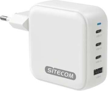 Sitecom 165W GaN Wandladegerät mit 4 Ports in Weiß mit USB-C und USB-A Anschlüssen - Bild 1