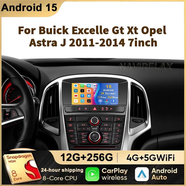 TIEYEZ 7 Zoll Android 15 Autoradio Multimedia mit GPS und Carplay für Buick Excelle GT XT sowie Opel Astra J 2010-2013 in Schwarz - Bild 1