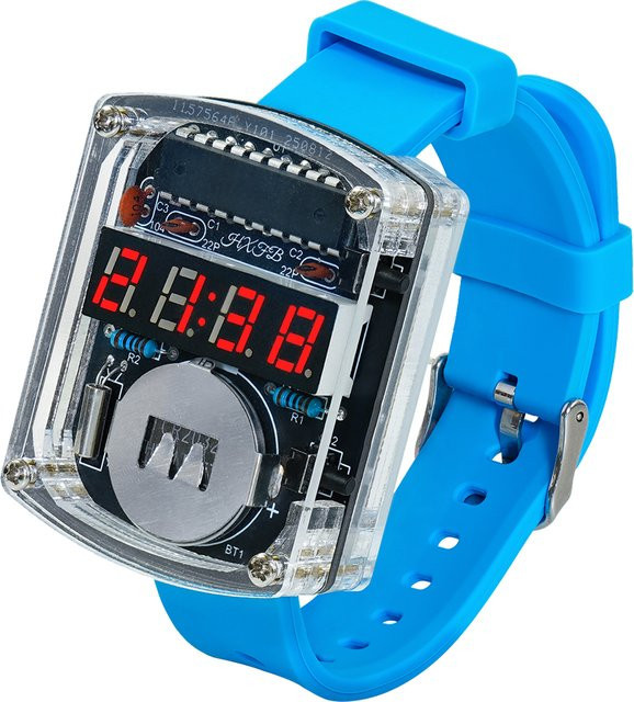 UICPAL DIY LED Digital Tube Uhr Kit Mikrocontroller Elektronische Uhr mit 12/24-Stunden Format in Pink und Blau - Bild 1