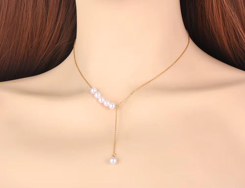Lokaer Choker Halskette, Edelstahl, weiße Perle, Damen - Bild 2