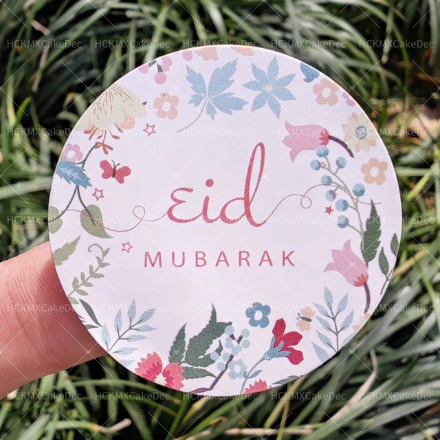 100 Stück runde EID Mubarak Blumenpflanzen Aufkleber in Multicolour für Ramadan Kareem, Geburtstage und Hochzeiten - Bild 1
