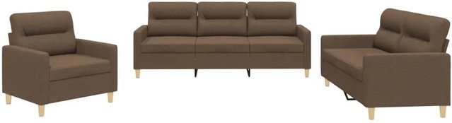 vidaXL Sofagarnitur Set aus Stoff in Braun mit Kissen und Armlehnen - Bild 1