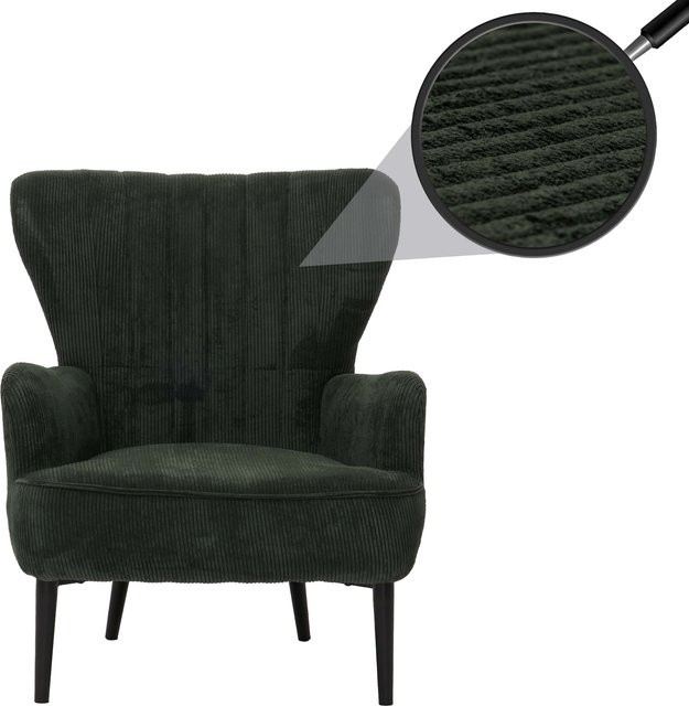 MCW Lounge-Sessel K37 als Cocktail- und Ohrensessel aus Cord in Dunkelgrün - Bild 1