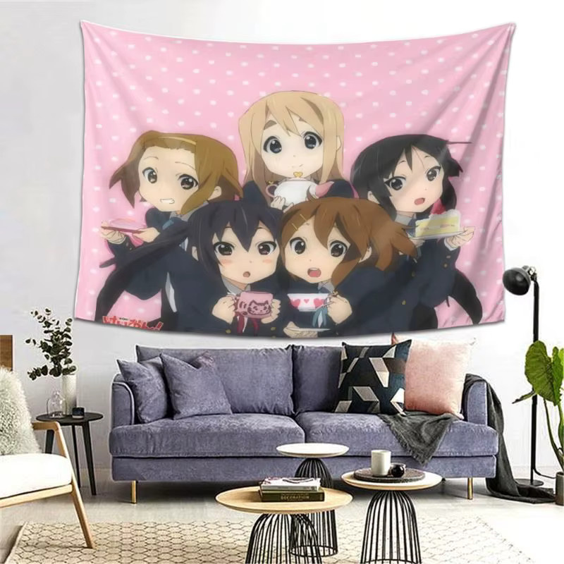 VIKAMA Wandteppich mit Anime-Mädchen in Schuluniform, Kawaii Manga Wandbehang in Pink - Bild 3