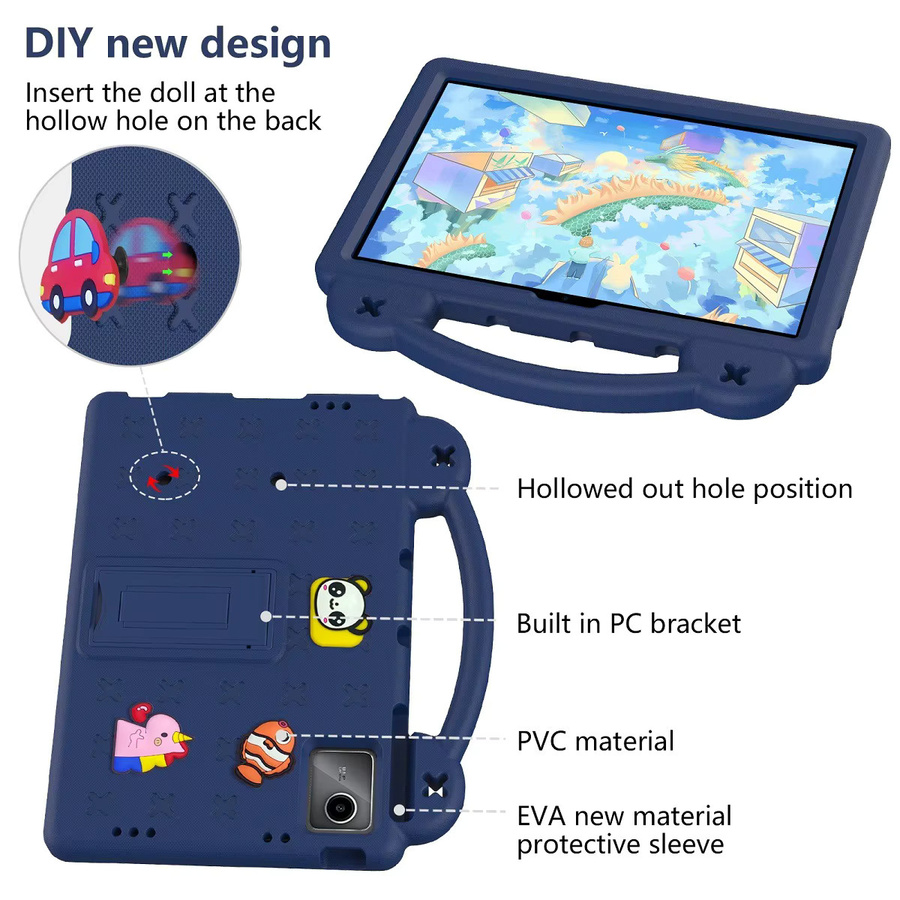 Kinder EVA Standhülle für TCL Tab NxtPaper 11, Tab10 Gen2, Tab 8 (2. Gen) und NXTpaper 5G in Blau mit Griffhalter - Bild 3