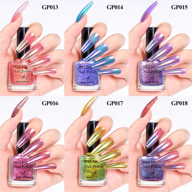 Meet Across Nagellack-Set, 2-teilig, 8 ml, schimmernd, Galaxie-Chrom-holografisch - Bild 3