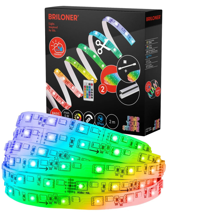 Briloner Pimp your Stripe LED-Band Starter-Set RGBW mit Fernbedienung, IP44, Multicolor, 2 m - Bild 2