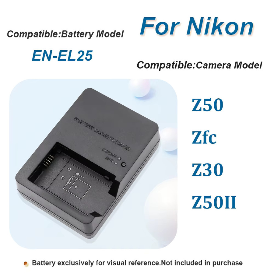 MH-32 Kamera-Ladegerät für Nikon EN-EL25 Akkus, kompatibel mit Nikon Z50, ZFC, Z30 und Z50II, Schwarz - Bild 4
