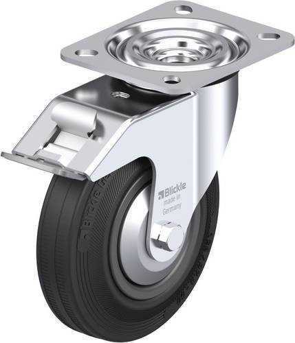 Blickle L-VPP 125R-FI-FA Lenkrolle mit Feststeller in Schwarz und Silber, Rad-Durchmesser: 12 cm, Tragfähigkeit: 100 kg - Bild 1