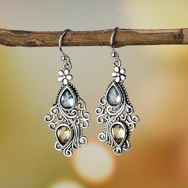 Wucifang Jewelry Ohrringe 925 Silber, Blau, Zirkonia, Damen, Vintage - Bild 1