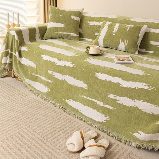 Super Six Chenille Sofabezug Gestreift, Kratzfestes Sofa-Schutzdeckchen aus Polyester, B: 180 cm, T: 130 cm - Bild 1
