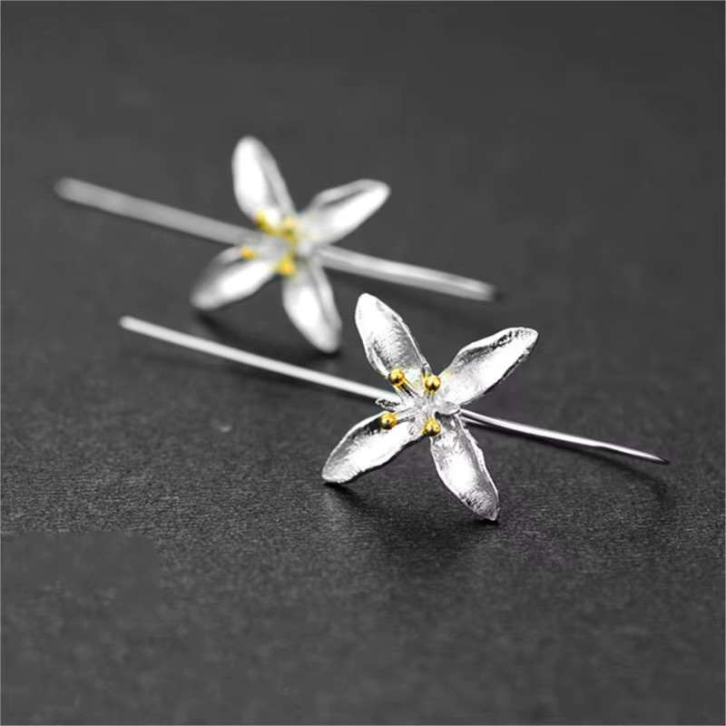 Blumen-Ohrringe 925 Silber, Damen - Bild 2