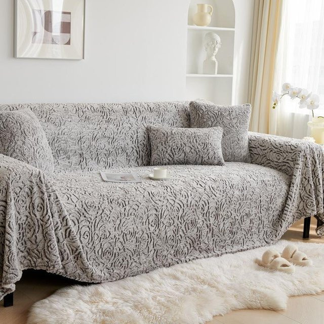 Super Six Plüsch Sofabezug aus Fleece und Samt mit floralem Muster, rutschfest und verdickt, B/T: 180 x 130 cm - Bild 1