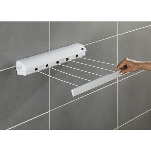 Wenko Wand-Wäscheleine mit Rollsystem in Weiß mit 21 m Leinenlänge - Bild 2