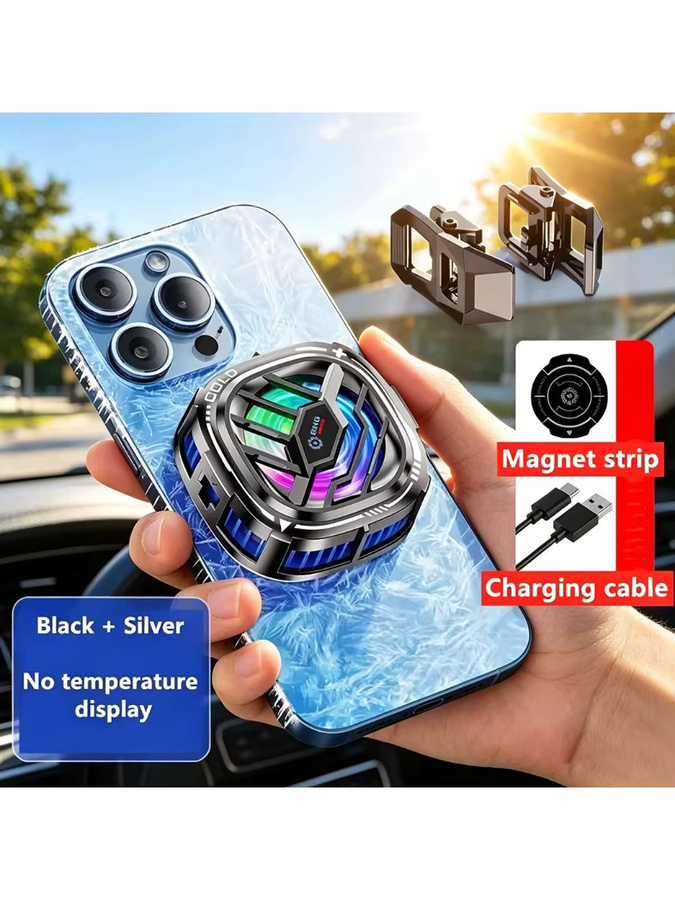 LYNXZ X76A Magnetischer Display-Telefonkühler mit Rückclip, 2-in-1 Halbleiter-Schnellkühlventilator für iOS und Android, Schwarz/Silber - Bild 7
