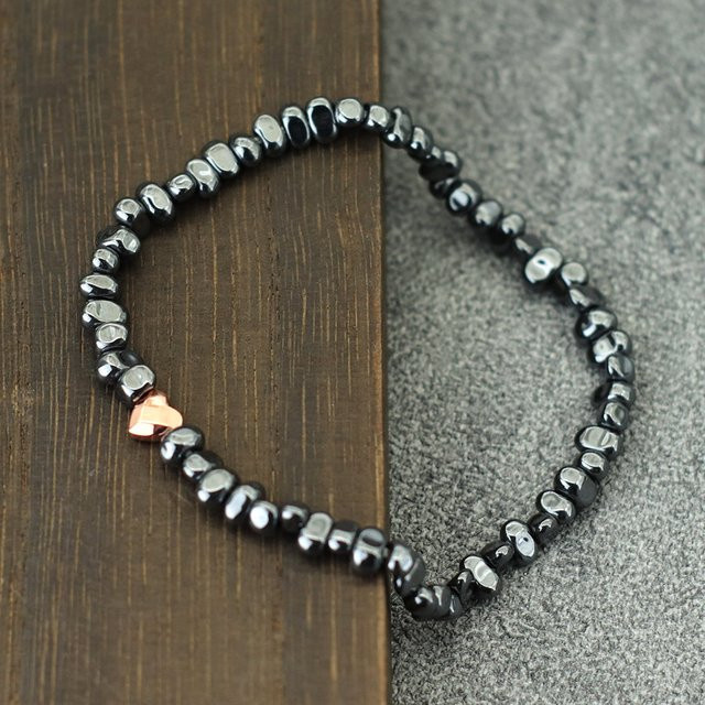 Armband Hämatit, unregelmäßige Perlen, Schwarz, Unisex - Bild 1