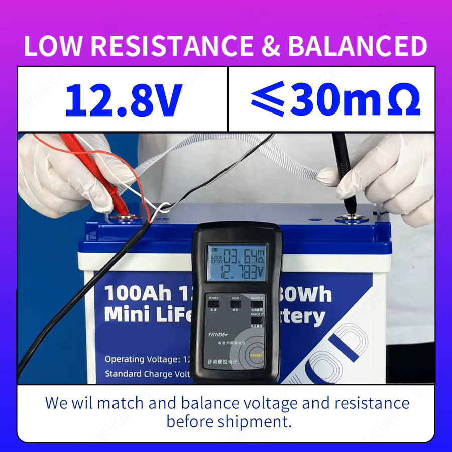 PWOD LiFePO4 Batteriepack Gruppe 24, 12V 100Ah 1280Wh, mit integriertem Smart-BMS, Grade-A-LFP-Zellen für Heimenergiespeicher und Solarstromerzeugungssysteme - Bild 3