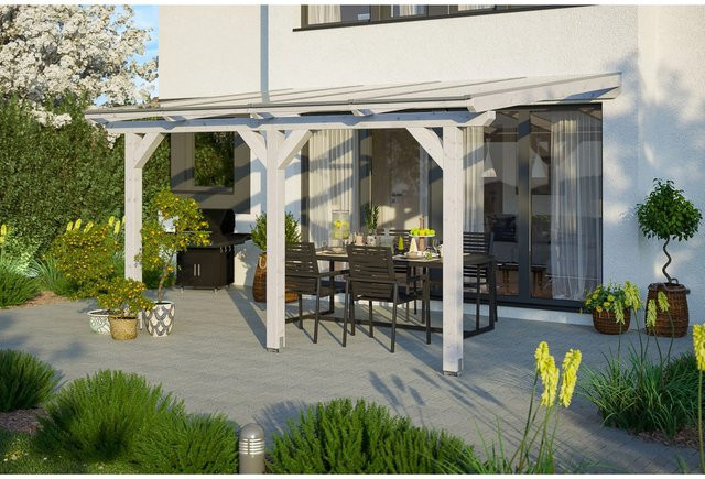 Skan Holz Terrassenüberdachung Andria aus Leimholz mit Polycarbonat-Dach in Weiß, B/T: 434 x 400 cm - Bild 1