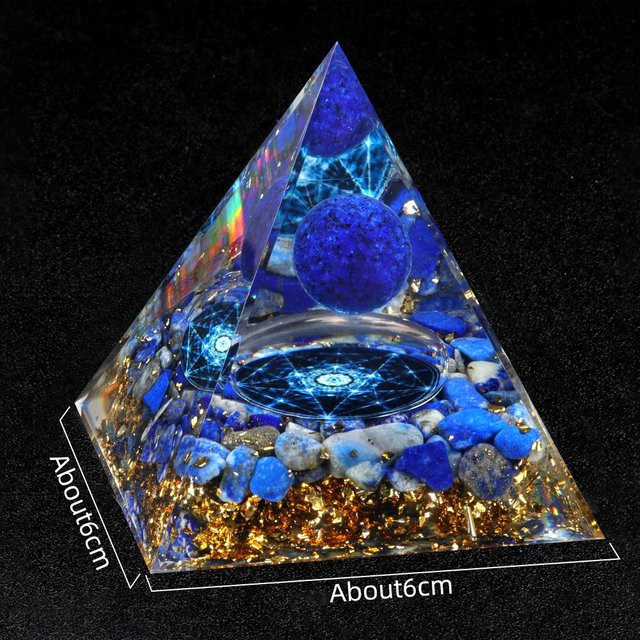 Yiran Furniture Teufelsauge Pyramide aus natürlichem Bruchstein und Lapislazuli in Blau, B/T/H: 6 x 6 x 6 cm - Bild 1