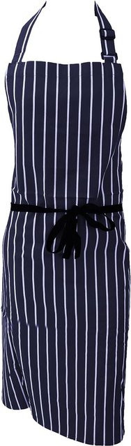 Dennys Unisex-Metzgerschürze aus Baumwolle, gestreift, 2er-Pack, One Size, dunkelblau/grau - Bild 1