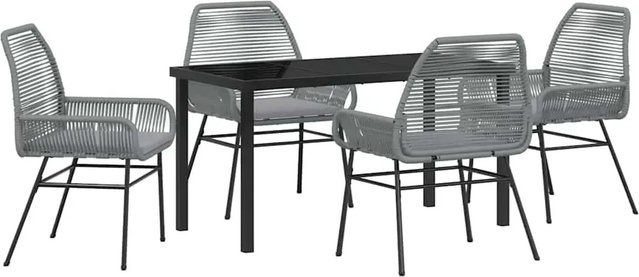vidaXL Garten Essgruppe 5-teilig aus Poly-Rattan und Glas in Grau - Bild 1