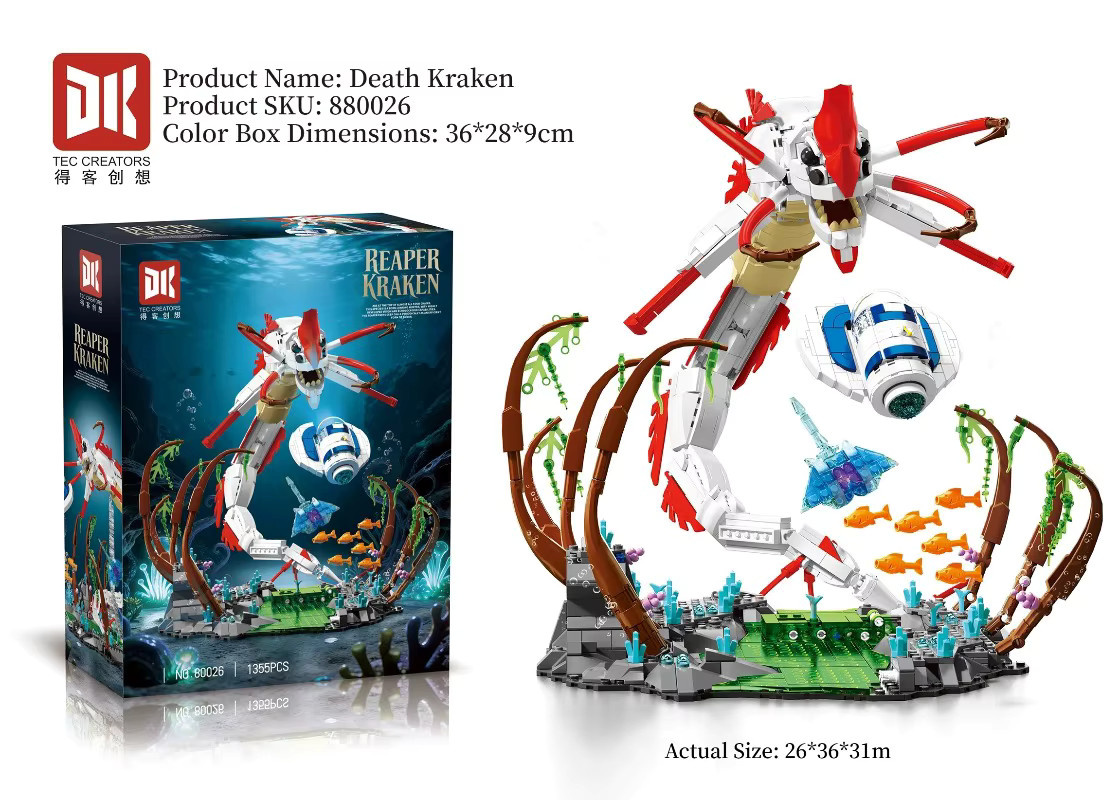 wishiot Seemonster Reaper Kraken DIY Baukasten mit 1355 Teilen als kreative Schreibtisch-Dekoration - Bild 3