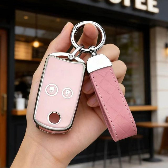 TPU Auto Klappschlüssel Hülle in Pink für Honda HRV Jazz Accord Pilot Acura Spirior Fit Odyssey CRV CR-V als Schlüsselanhänger Zubehör - Bild 1
