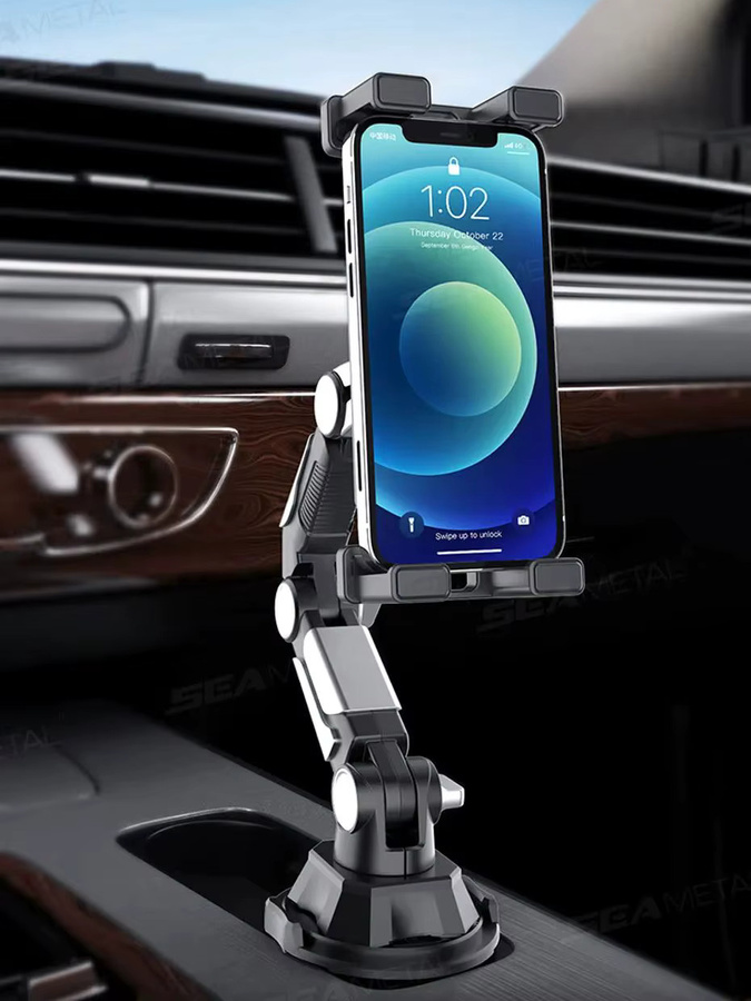 SEAMETAL Autotelefonhalterung für Getränkehalter in Schwarz mit verstellbarer Basis und 360-Grad-Drehung für Smartphones und Tablets - Bild 6