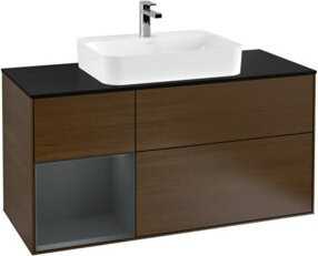 V&B Waschtischunterschrank Finion mit Wandbeleuchtung, Breite: 120 cm, Tiefe: 50,1 cm, Höhe: 50,1 cm, lackiert, walnuss veneziano - Bild 1
