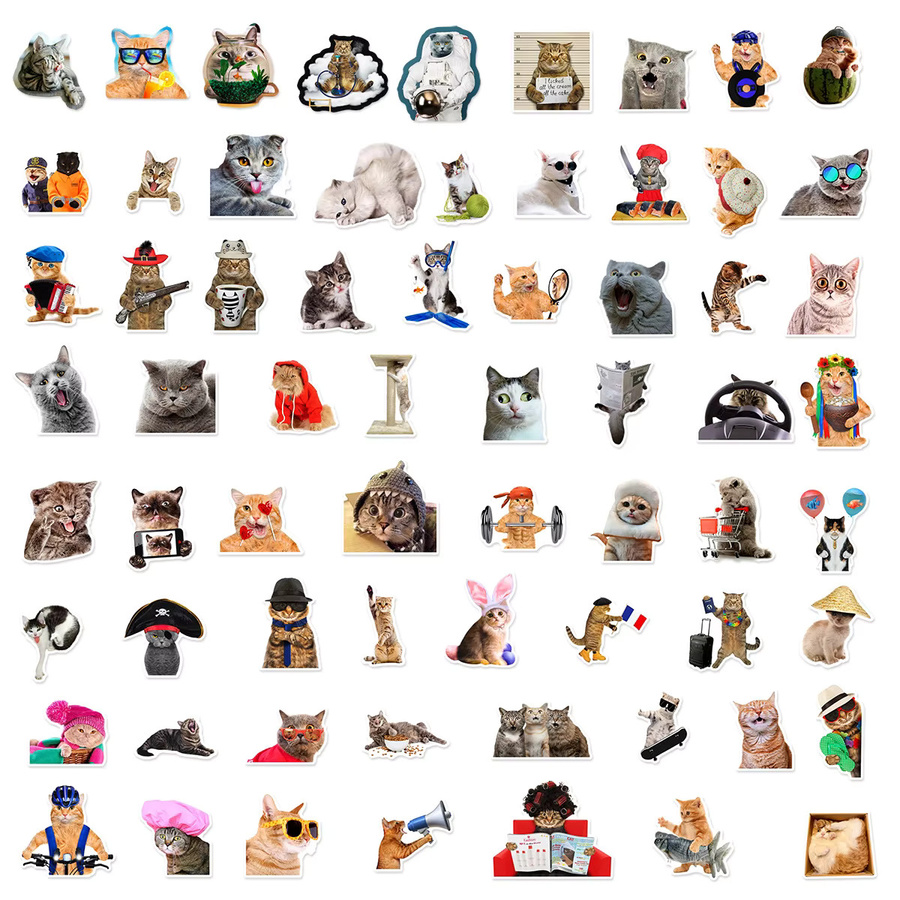 66 oder 132 Stück lustige Katzen-Doodle-Aufkleber, wasserfeste Sticker in Multicolour für Notebook, Tasse und Koffer - Bild 2