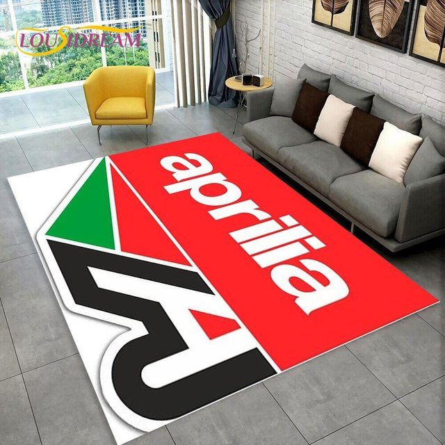 HGHT Aprilia Racing Motorrad Logo Teppich, rot, B/B: 60 x 90 cm, rutschfest und waschbar aus Polyester - Bild 1