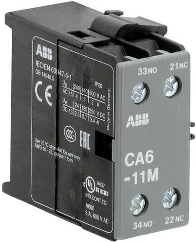 ABB CA6-11M Hilfsschalter mit 1 Schließer und 1 Öffner in Grau - Bild 1