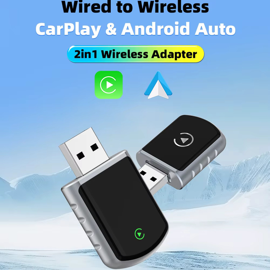 EKIY 2in1 Wireless CarPlay Adapter und Android Auto Dongle Smart AI Box in Schwarz für Fahrzeuge mit kabelgebundenem CarPlay - Bild 2