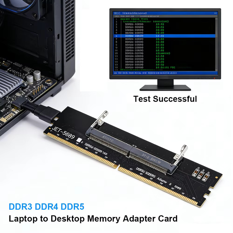 Dmyond RAM-Adapterkarte SO-DIMM zu PC-DIMM für DDR3 DDR4 DDR5 Laptop-zu-Desktop Speicher, Schwarz - Bild 3