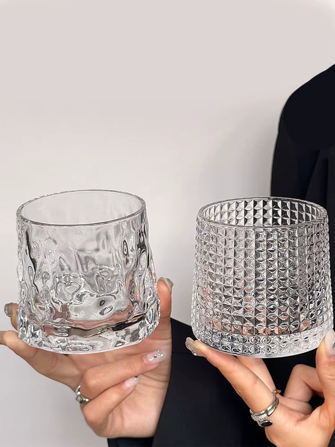 KEMORELA Retro Glas Tumbler Transparent 300 ml mit geometrischem Design für Kaffee, Latte oder Whisky - Bild 4