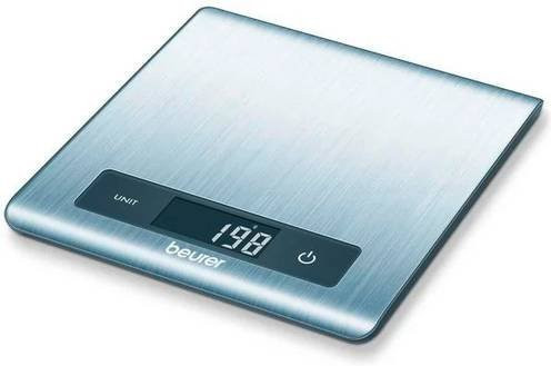Beurer KS 51 Digitale Küchenwaage aus Edelstahl in Silber, Wägebereich bis 5 kg, B/T/H: 20,3 x 18,2 x 1,5 cm - Bild 1