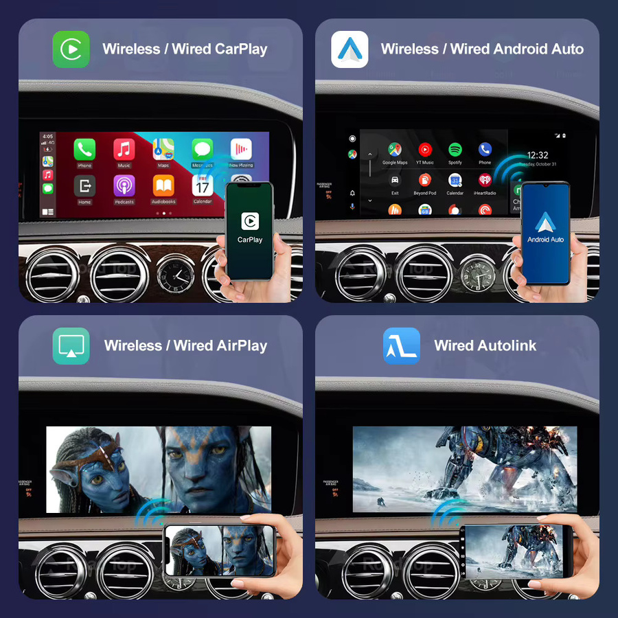 Road Top Kabelloses CarPlay und Android Auto Interface für Mercedes Benz Klasse W222 2012-2016 NTG 2014 mit Mirror Link, Airplay und USB-Anschluss, Schwarz - Bild 3