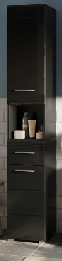 Inn.Furn Badezimmer Hochschrank Leon in Schwarz Hochglanz B/T/H: 30 x 31 x 182 cm - Bild 1