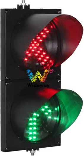 WIDEWAY LED-Verkehrssignalleuchte mit rotem Kreuz und grünem Pfeil, 200 mm, PC-Gehäuse, Farben: Rot, Grün, Schwarz - Bild 1