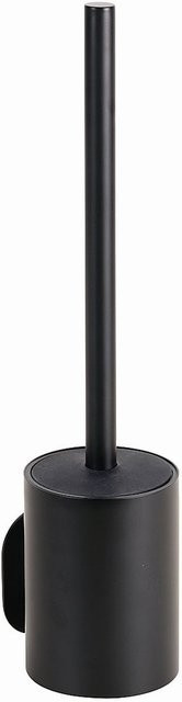 BEASY WC-Bürstengarnitur aus Edelstahl und Kunststoff in Schwarz und Silber, selbstklebend, B/T/H: 9,7 x 8,0 x 35,5 cm - Bild 1