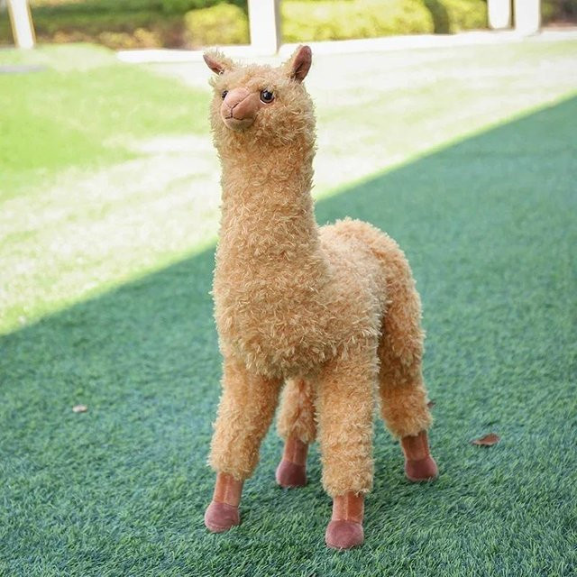 Simulierte Graslandtier-Puppe, Plüschtier, Alpaka Schaf, braun, weiß, ab 14 Jahren - Bild 1