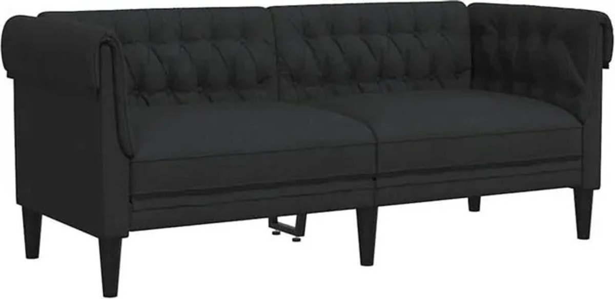 vidaxl Chesterfield-Sofa 2-Sitzer in Schwarz aus Stoff mit Massivholz und Polyester - Bild 1