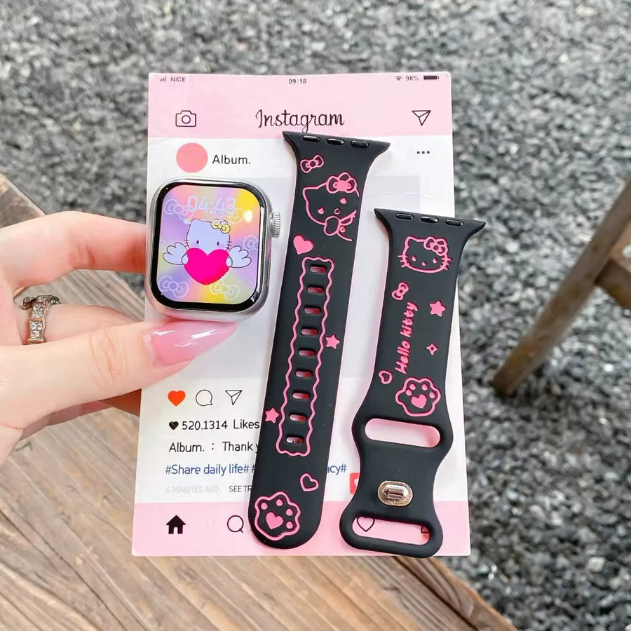 Sanrio Hello Kitty Silikonhülle und Armband für Apple Watch in Grau - Bild 2