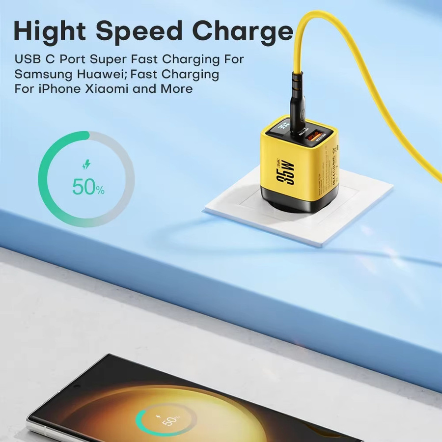 ASOMETECH 35 W USB C Schnellladegerät mit PD3.0, QC4.0 und PPS in Gelb für iPhone 15 14 Pro Max, Samsung S23 S22 und Tablets - Bild 3