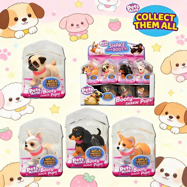 ZURU Pets Alive Booty Shakin' Pups Corgi Mops Bulldogge, interaktives Mini-Hundespielzeug, elektronisch, ab 2 Jahren - Bild 1