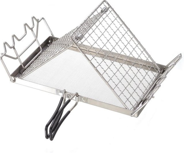Sportssss Campingkocher-Toaster aus Edelstahl in Silber, zusammenklappbar für Camping und Picknick, B/T/H: 25,5 x 22,5 x 9,0 cm - Bild 1