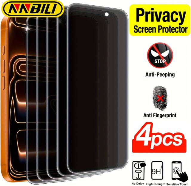 NNBILI 4er-Pack Displayschutzfolien aus gehärtetem Glas in Transparent für iPhone 17 16 15 14 13 12 11 Pro Max - Bild 1