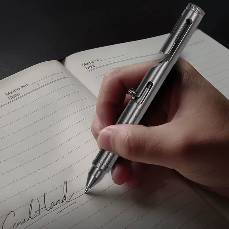 Multifunktionaler taktischer Stift aus Aluminiumlegierung in Schwarz als tragbares Outdoor-EDC-Gerät und Notfall-Fensterbrecher-Werkzeug - Bild 3