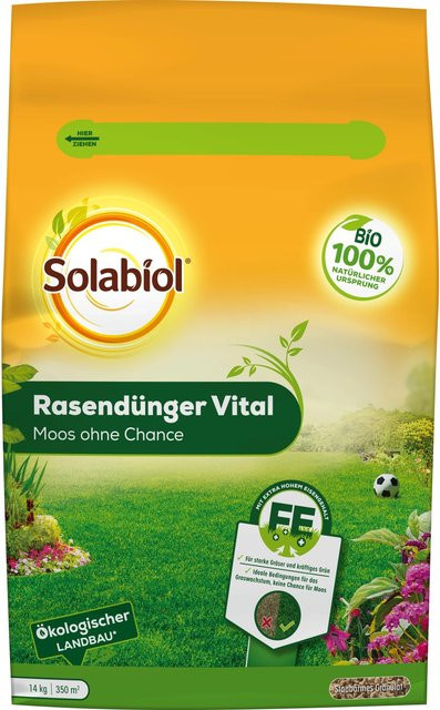 Solabiol Rasendünger Vital Granulat gegen Moos 14 kg - Bild 1